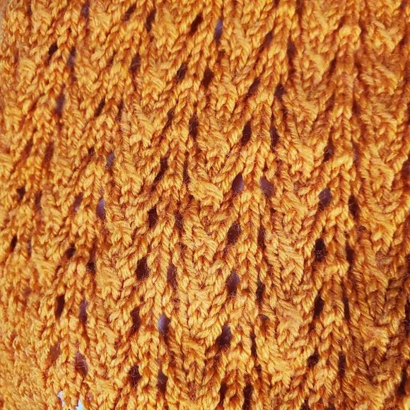 Vintage Hand Knit Cardigan Swing Style Orange No Size Tags - Picture 8 of 8